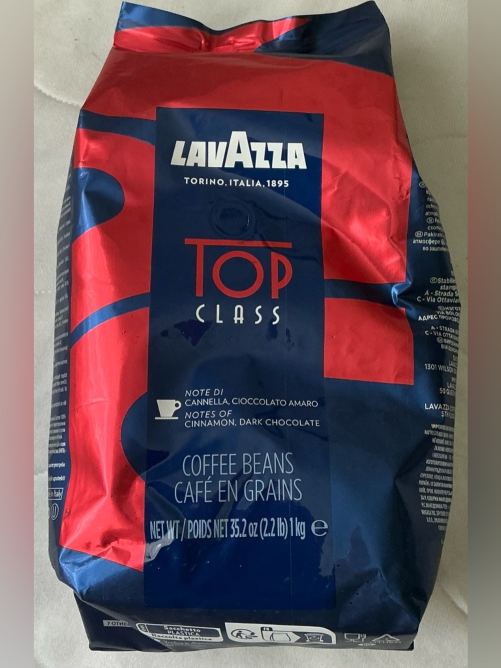 Lavazza Top Class Coffee Beans Cinnamon & Dark Chocolate 2.2 LB Bag 100% Natural